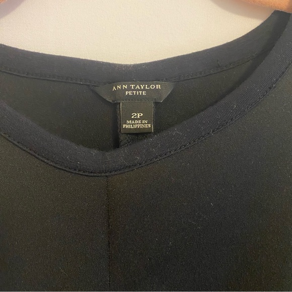 Ann Taylor Black Sleeveless Dress with gathered waist and cutout hem, Size 2P - Picture 6 of 12